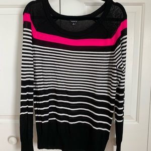 Torrid | Black and Pink Striped Pullover